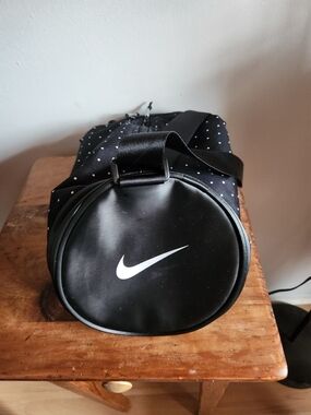 Nike Black Duffle with White Polka Dots